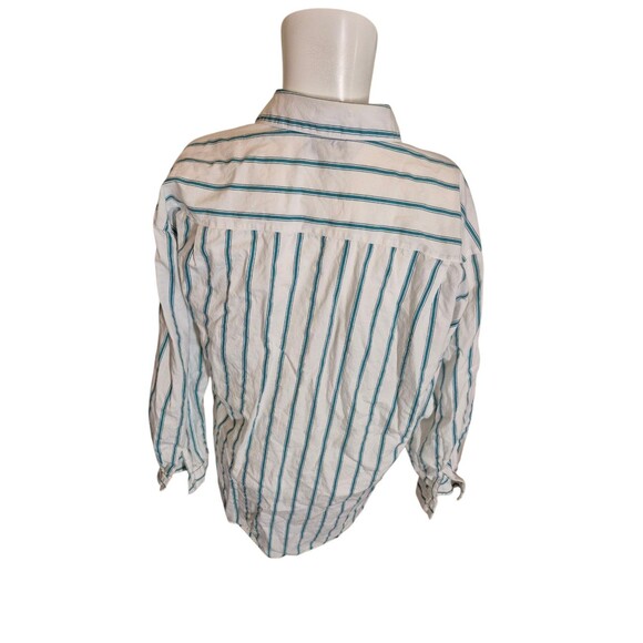 Diane von Furstenberg Vintage 90s Womens Button Down Shirt Green Stripe Sz M - Picture 3 of 5